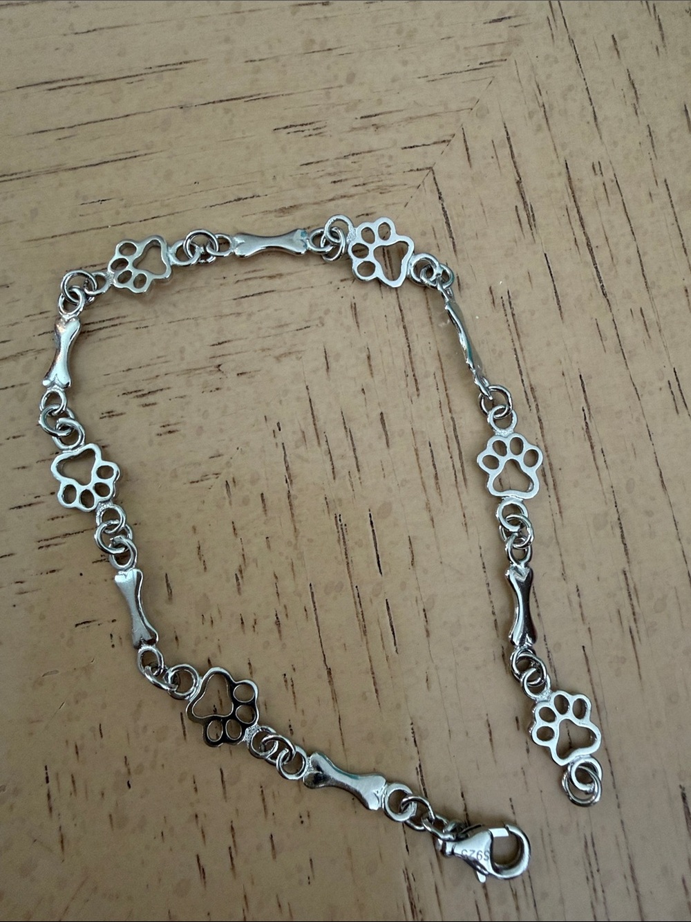 Silver Paw Print and Bone bracelet